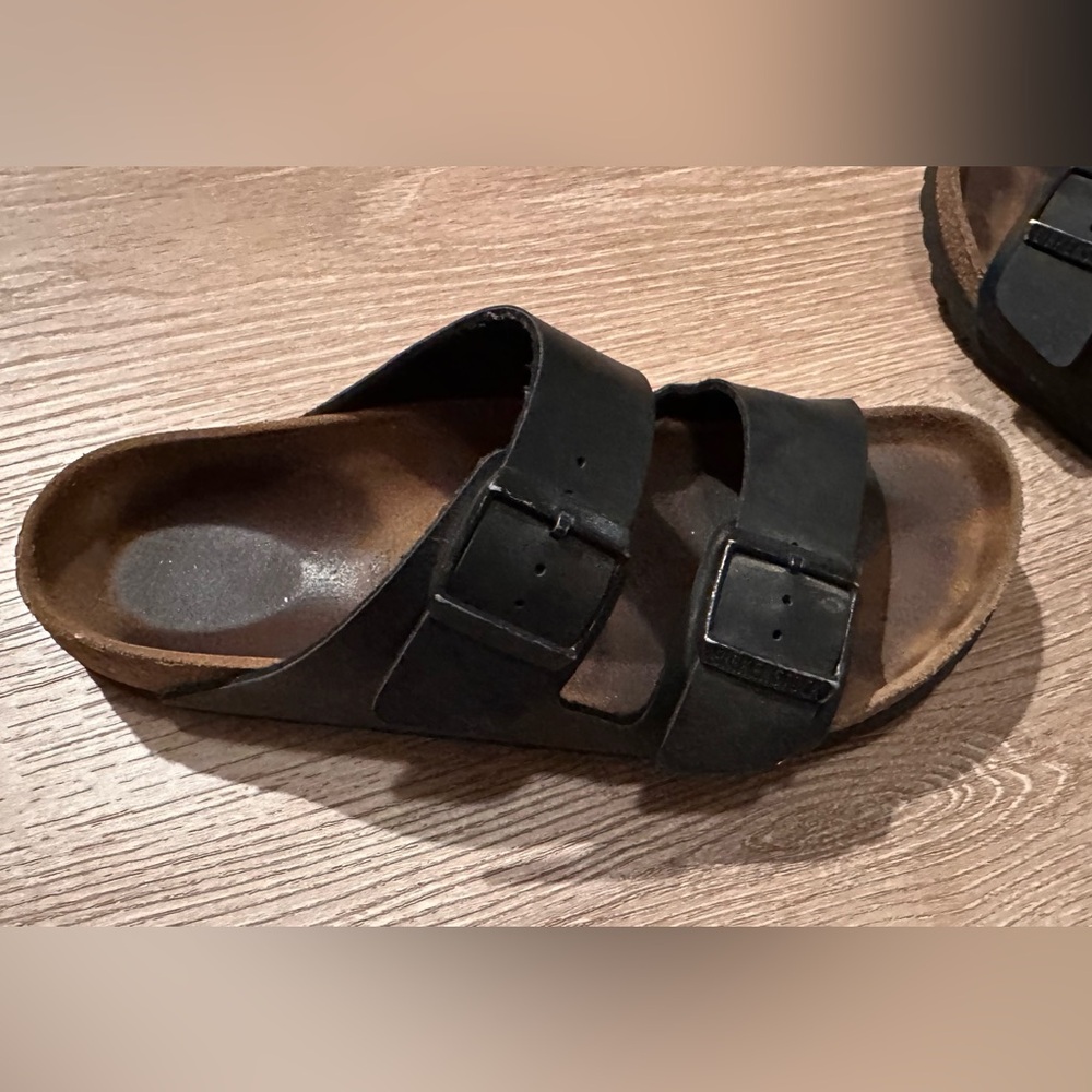 Black Leather Birkenstock Sandals - Picture 3 of 4